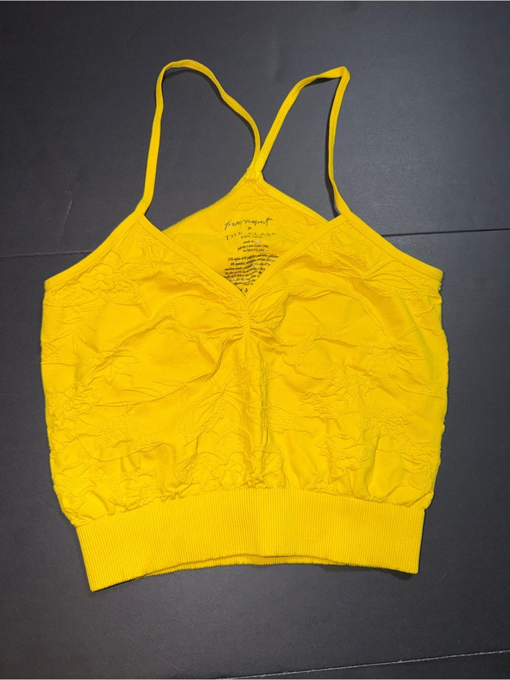 Free People Movement Bright Yellow Lace-Accent Cropped Cami